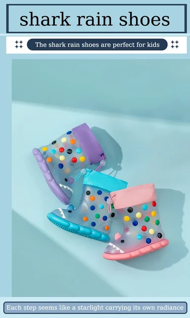 Water Shoes Shark Rain Boots For Adults Cute Portable Rubber Rain