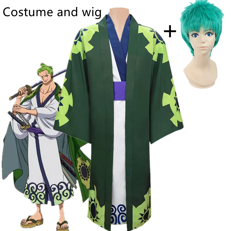 Hot Anime One Piece Zoro Set completo Kimono per adulti Unisex bambini  Halloween Party Cosplay Costume accappatoio con parrucca regalo di  capodanno - AliExpress