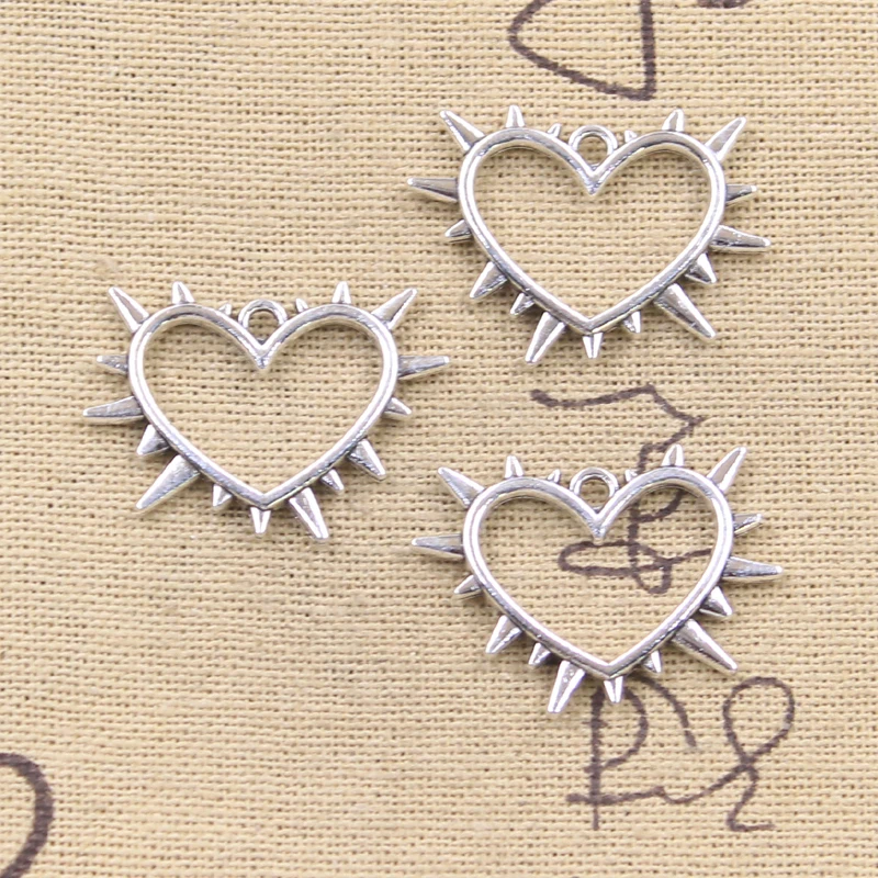 20 Stück Charms Dorn Brombeer Herz 21x28mm Tibetsilber Farbe Anhänger Antik Schmuckherstellung DIY Handarbeit Handwerk