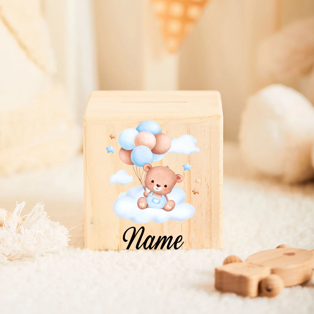 Personalized Money Box Coin Bank Wood Kids Coin Collection Box for Child