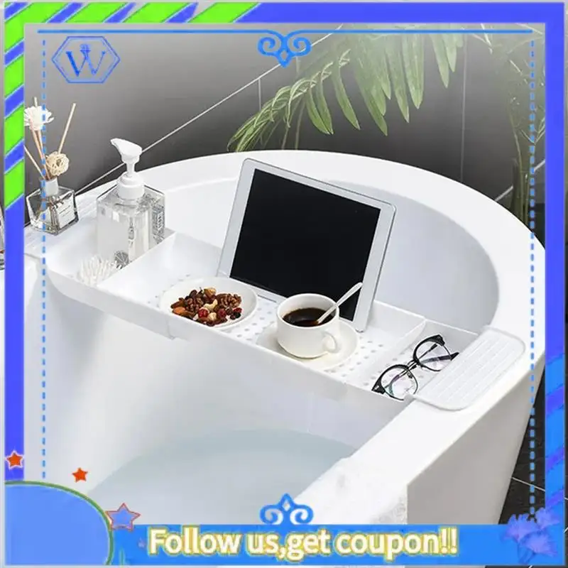 Easy To Use Bath Tub Tray Extendable Draining Bath Tray Space-Saving Household Bathtub Shelf Small Storage For Towels Glass