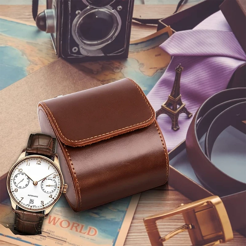 Portable Watch Organizer Case,Faux Leather Watch Storage Box with Velvet Lining - Portable Dustproof Travel Case