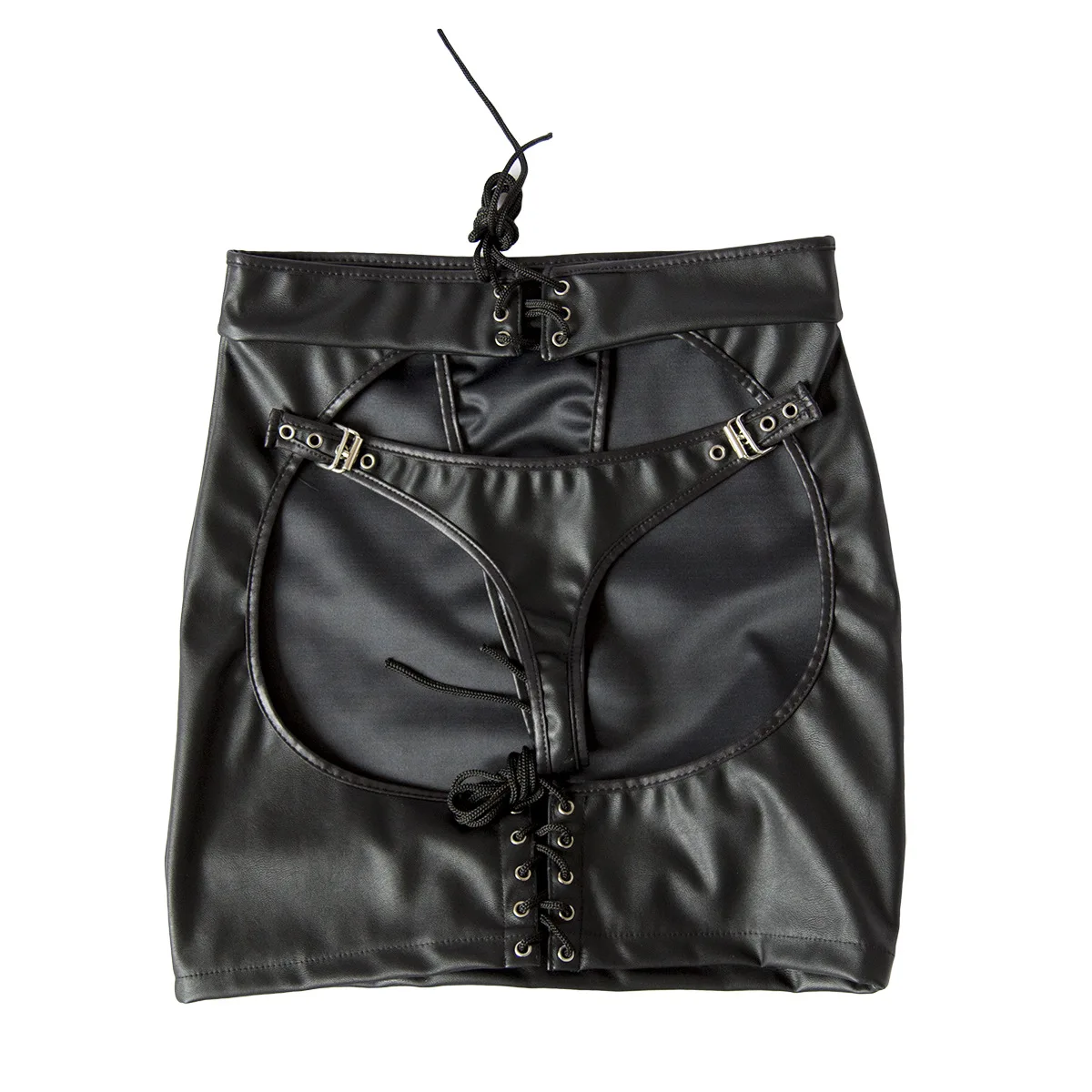 Sexy underwear, leather skirt, imitation leather pants, hip-opening shorts, nightclub black couples flirting dress