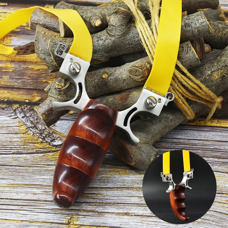

High-quality Wooden Handle Slingshot Stainless Steel Bow Head Portable Hunting Outdoor Precision Shooting Slingshot
