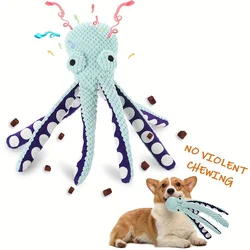 Interactive Plush Octopus Puzzle Toy for Pets - Squeaky Chew & Teeth Cleaning Fun (2pcs)
