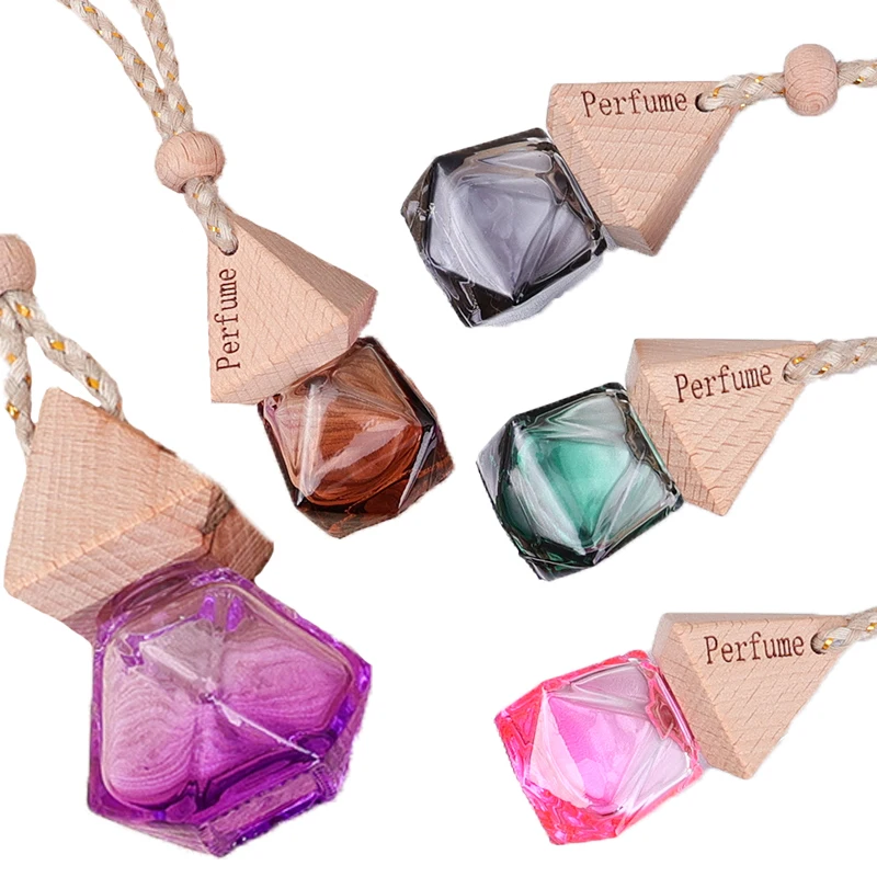 

Car Transparent Glass Triangle Cover Diamond Shaped Auto Perfume Empty Bottle Cars Fragrance Automotive Interior Accessories