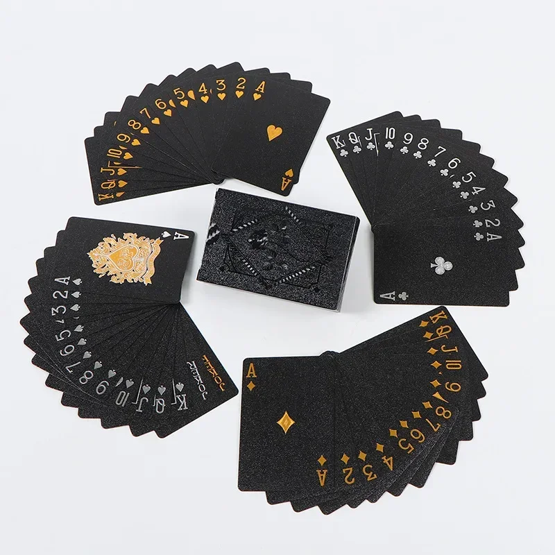 1 Stück Farbige Schwarz-Gold Spielkarten Wasserfestes Poker-Set Magisches Dmagic-Paket Brettspiel-Kollektion Unterhaltung