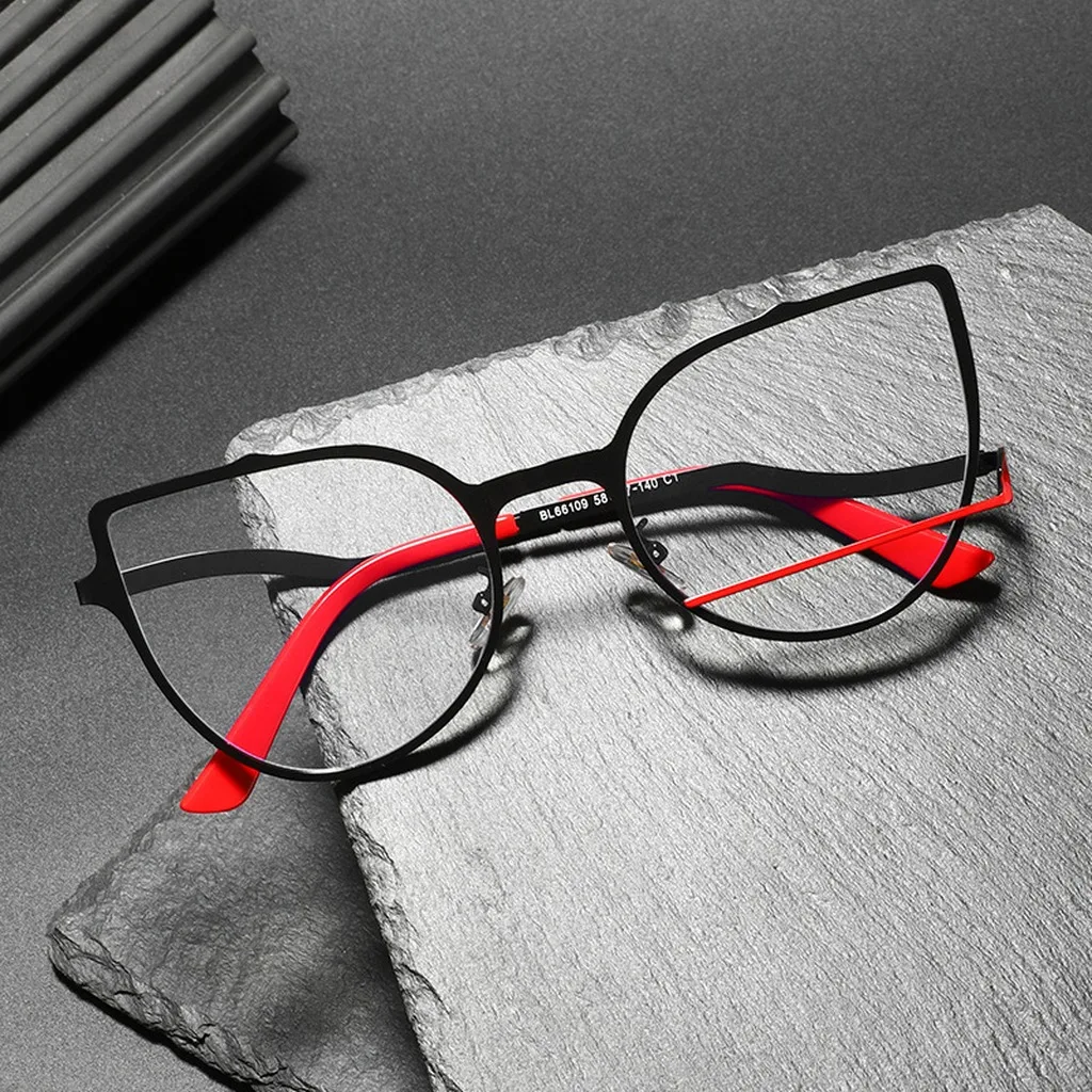 Oversized Stylish Blue Light Blocking Metal Frame Glasses