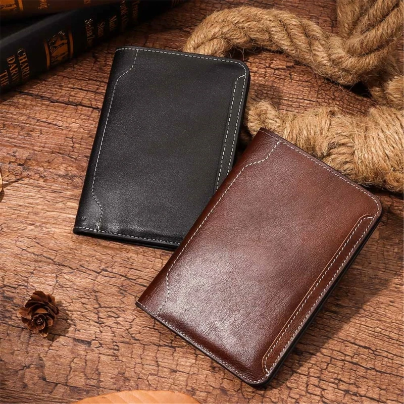 

Leather Passport Holder Multi functional Passport Wallet Stylish Passport Cover Compact Travel Men's Purse Retro Card Storage