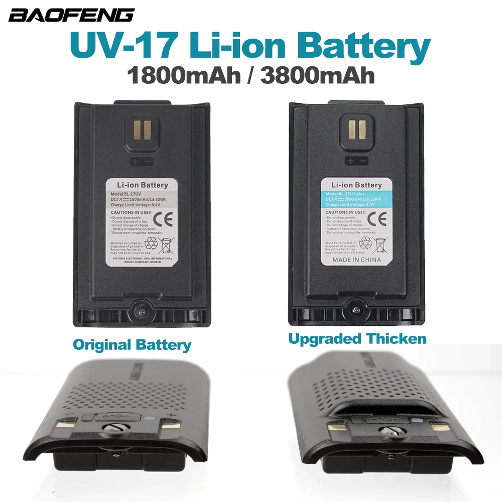 Baofeng UV17 Pro 18650 Battery Walkie Talkie 3800mAh High Capacity Battery Long Range Flashlight Type-C Charger Ham Radio UV 17 2