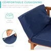 Outdoor Convertible Acacia Wood Futon Sofa Furniture for Patio, Balcony, Poolside, Backyard w/Pullout Tray,Removable Weather 5