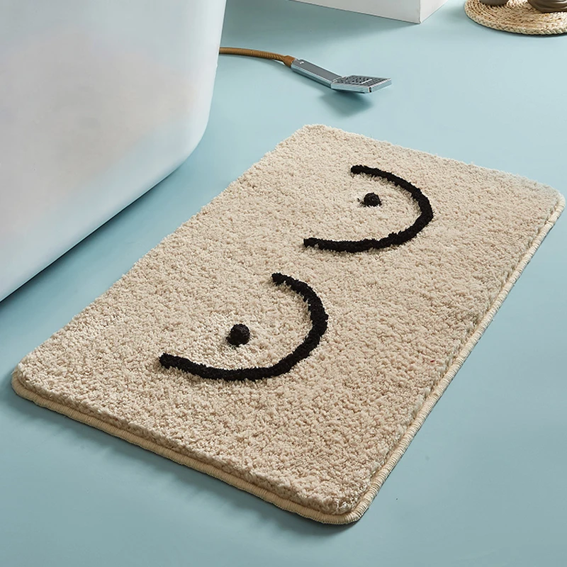 Fluffy Bathroom Mat Funny Letters Bathmat Bath Rug Entrance Floor Door Carpet Anti Slip Pad Aesthetic Kawaii Home Room Decor - Image 2