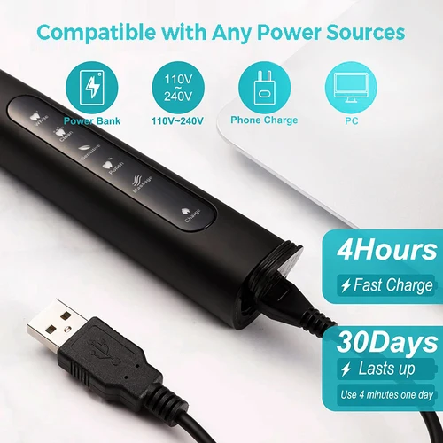 Seago-USB 충전식 전기 음파 칫솔 507, 방수 타이머 성인용, 교체형 헤드, 선물용 5