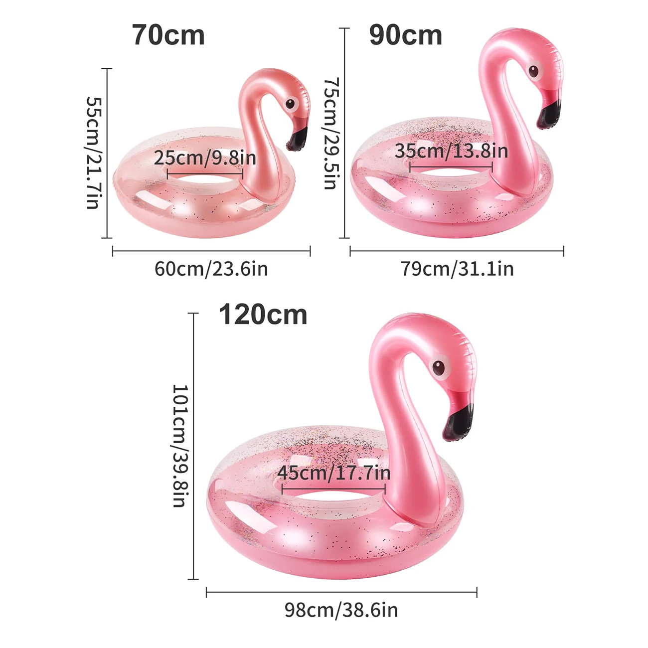 Flamingo Pool Float - Fun Beach Floaties, Inflatable Swimming Pool Tubes Party Toys Summer Pool Raft Lounger for Adults & Kids 3