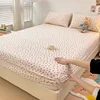Soft Fitted Sheet with Pillowcase Simple Style Bed Cover Elastic Bedsheet Single/Queen Size Bed Linen for Home roupa de cama 1