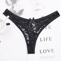 Culotte Sexy femmes dentelle sous-vêtements en soie taille basse nœud couleur unie slips coton entrejambe respirant tongs Sexy femmes sous-vêtements 4