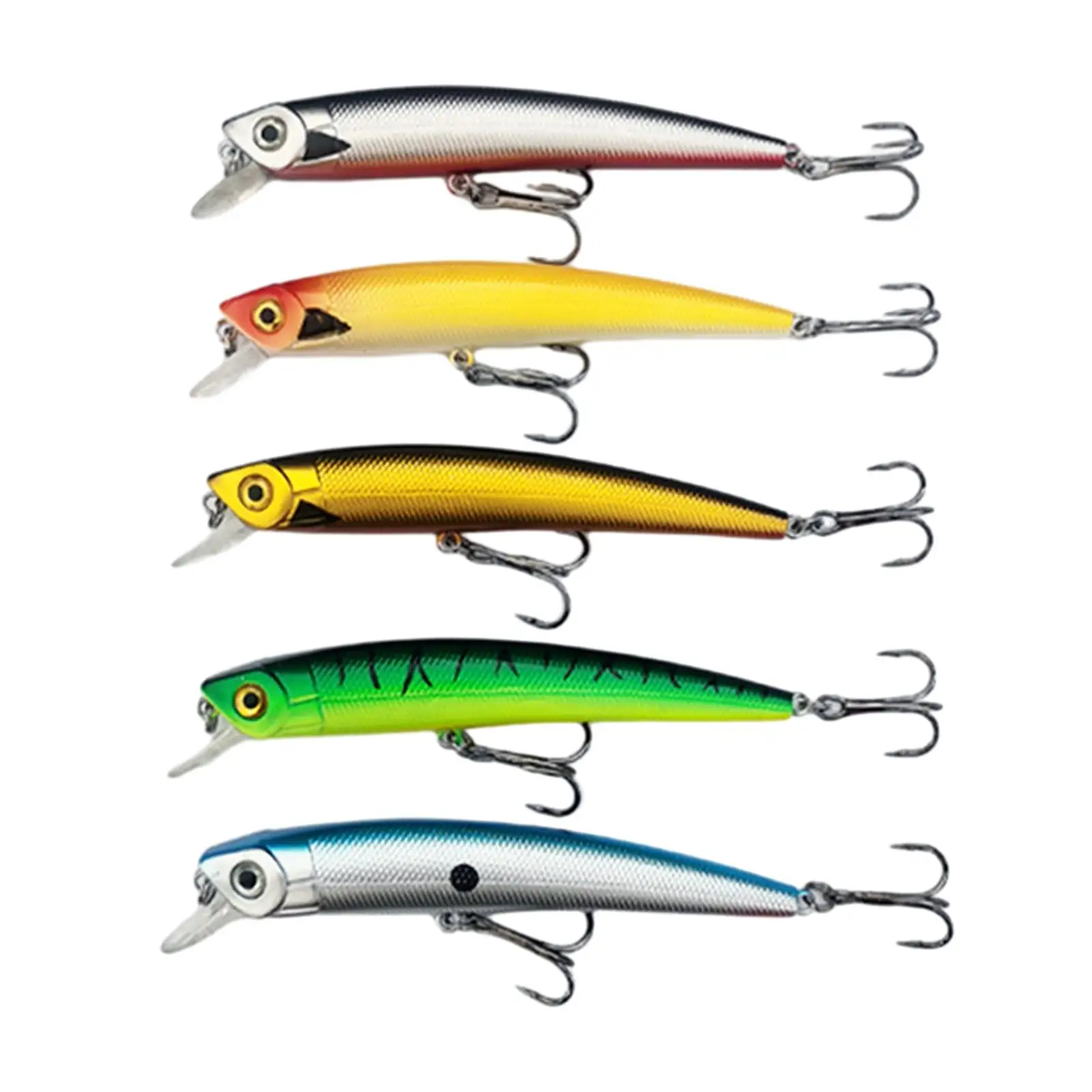 

5x Fish Shape Fishing Lures Fake Crankbaits Lifelike 3D Eyes