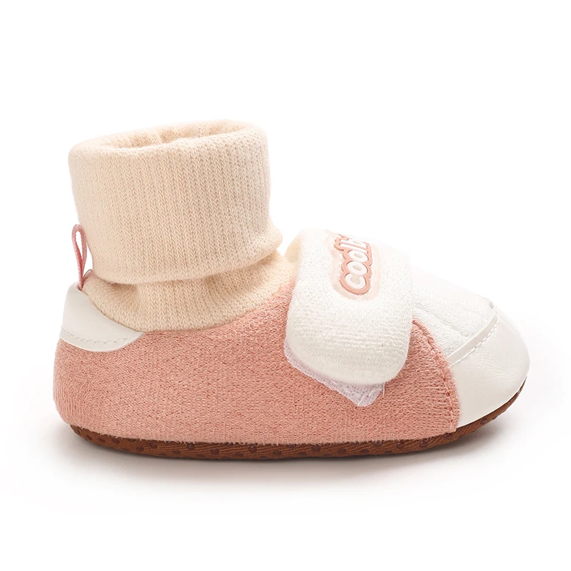 Cute Baby Color blocked Children's Shoes Men's and Women's Flat Shoes Elastic Rope Anti slip Warm Comfortable Socks 0-18M