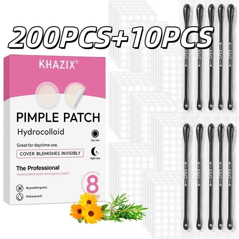 Гідроколоїдний патч від прищів, 210 шт |   Миттєво покриває прищі, плями та сліди |   День і ніч використовує прозорий патч