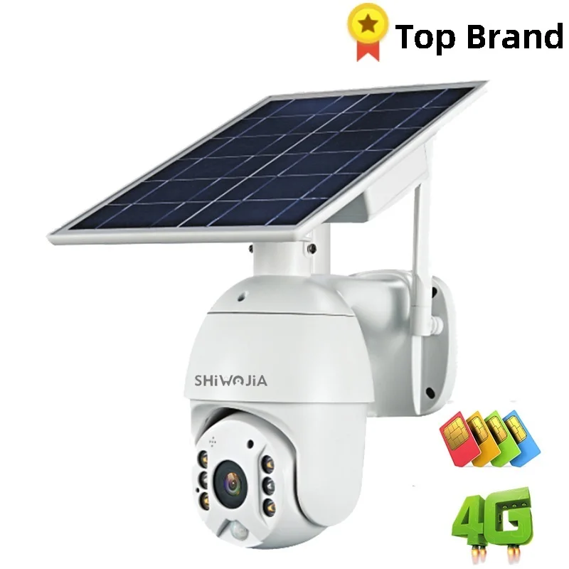 Camera 4G SIM Card 1080P HD Solar Panel Outdoor Monitoring CCTV Smart Home Two-way Intrusion Alarm Long Standby |