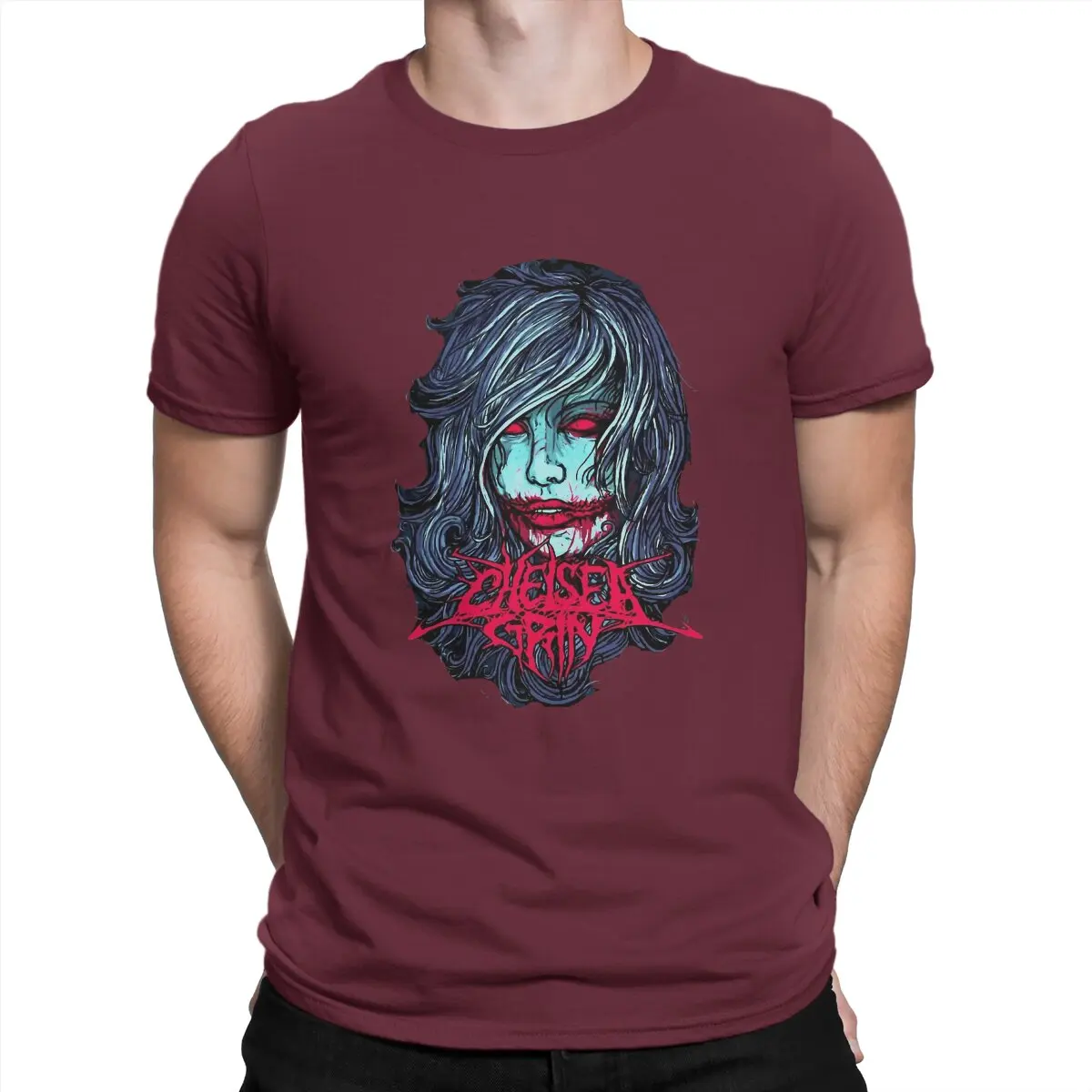 thumbnail image 1 of Camiseta de hombre "Girl Of The Blues" Chelsea Grin, algodón puro, divertida, manga corta, cuello redondo, nueva llegada., 1 of 7