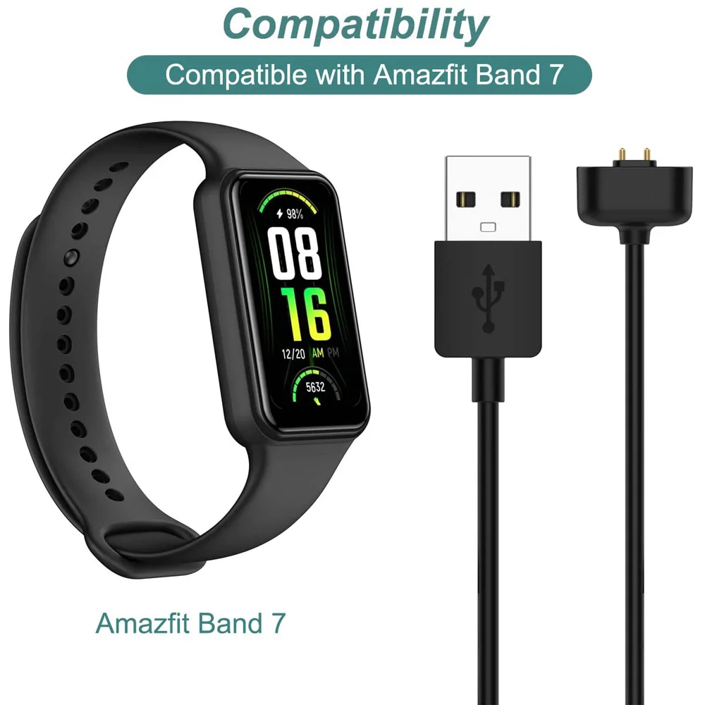 Amazfit Band 7용 충전기 충전 케이블 교체용 USB 마그네틱 코드 액세서리 Amazfit Band 7 피트니스 트래커용 충전기