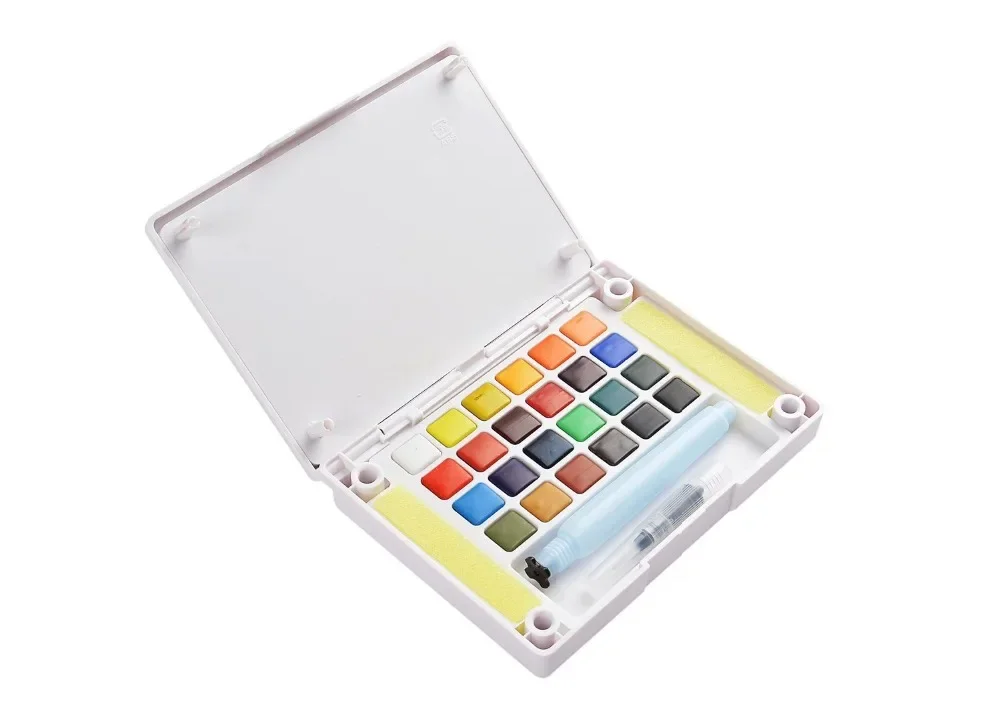 Solid Assorted Transparent Water Colors Field Sketch Pocket Set 1 Set Brush