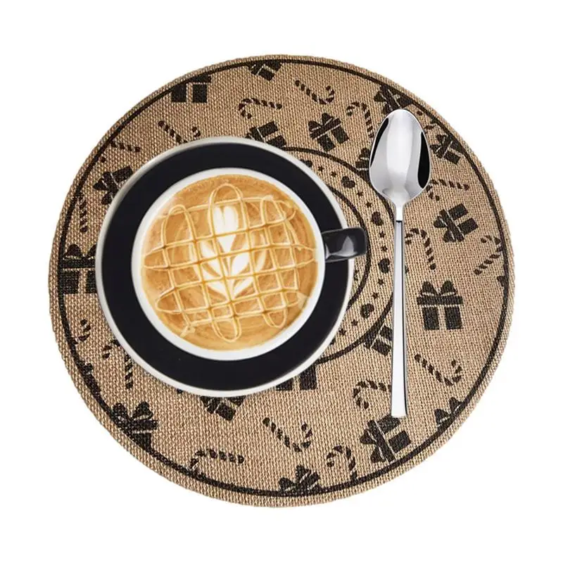 

Christmas Drinking Cup Mat Snowflake Xmas Tree Printed Tea Coffee Placemat Pad Merry Christmas Decorations For Home Table