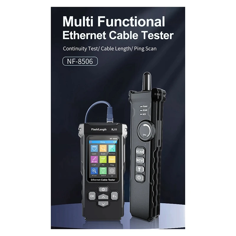 A01F-NF-8506 Network Cable Tester Supports Test/IP Scan/Network Port Speed Multifunction Cable Tracker Finding Tool
