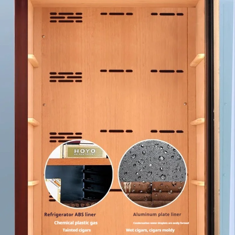 Cigar Cabinet Freezer Constant Temperature Wine Tea Humidor Three-Layer Parquet Luxury Cigar Storage Cabinet Fridge