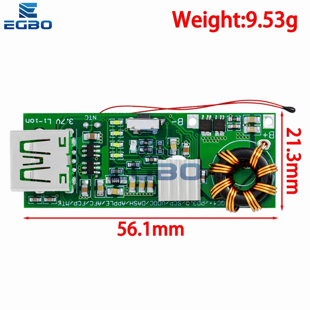 QC4.0 QC3.0 Dual Way PD Banca di potere per telefono cellulare Carica rapida da 3,7 V a 5 V 9 V 4,5 A 18 W Tipo-C USB Boost Caricatore Circuito - Image 3