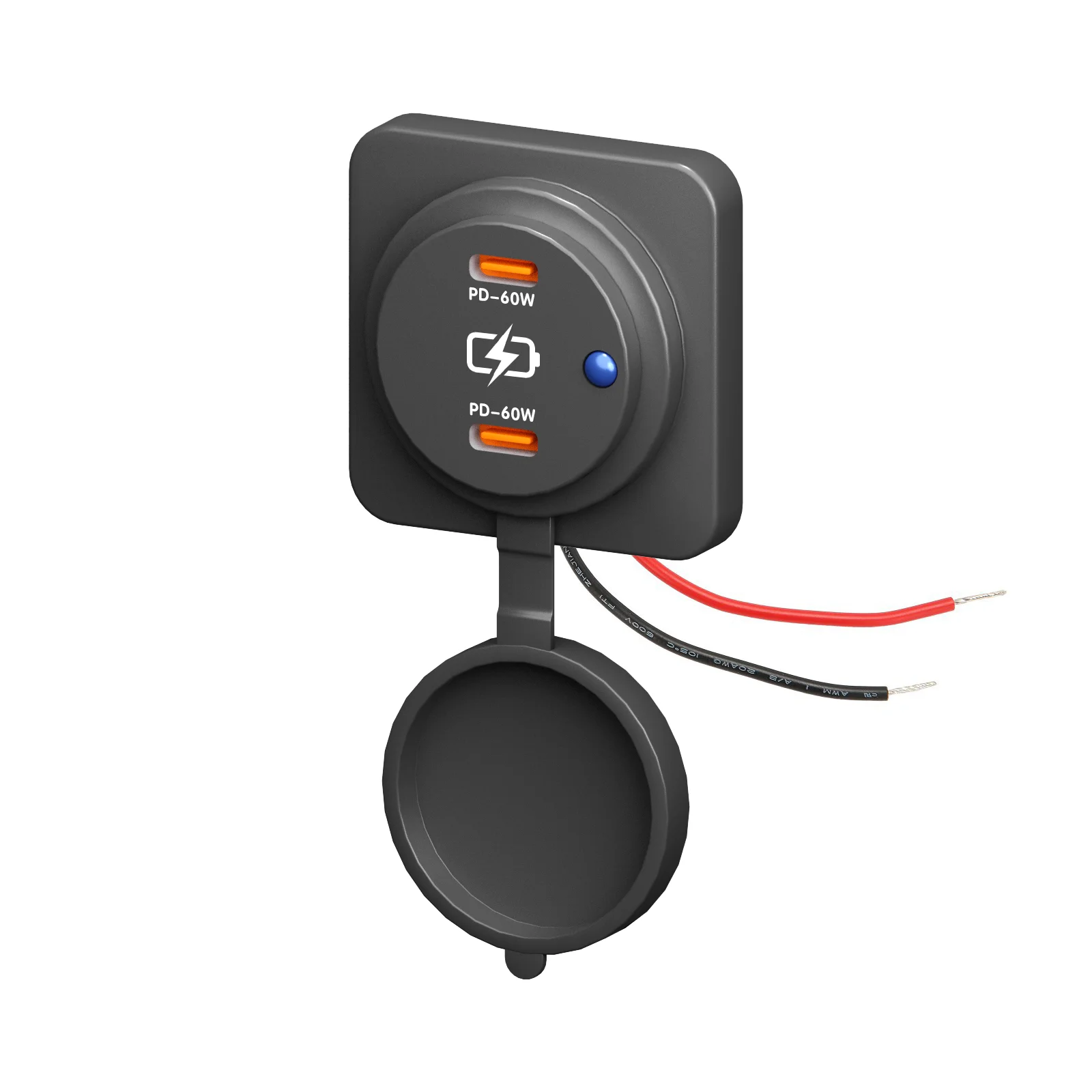 High-Speed Dual USB-C Power Socket with 60W PD & QC3.0 Charger