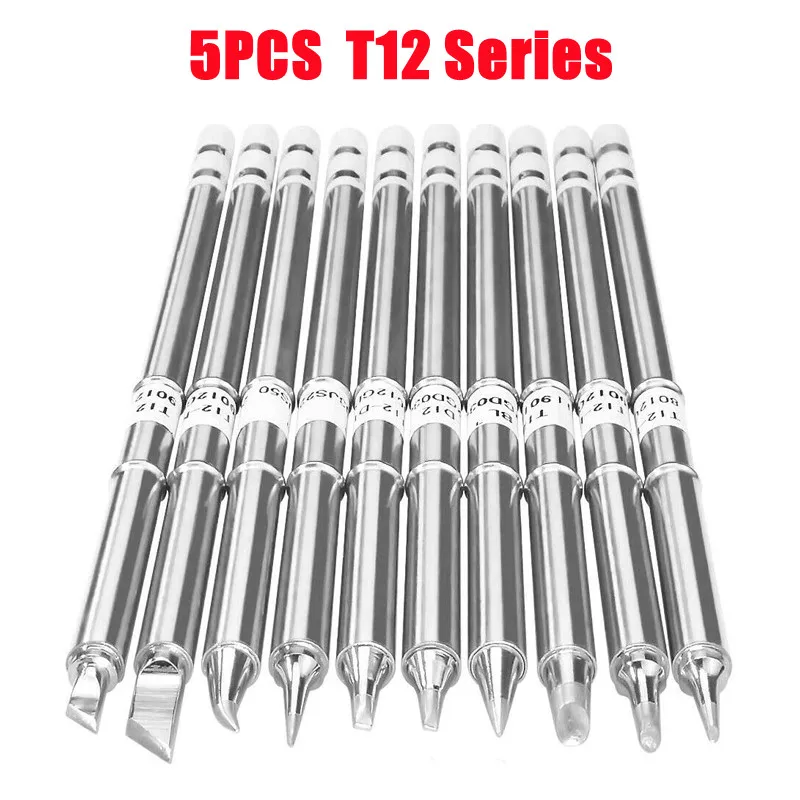 

5pcs T12 Series Electric Soldering Iron Tips For HAKKO T12 STM32 OLED DIY Kits Temperature Controller FX951 Soldering Station