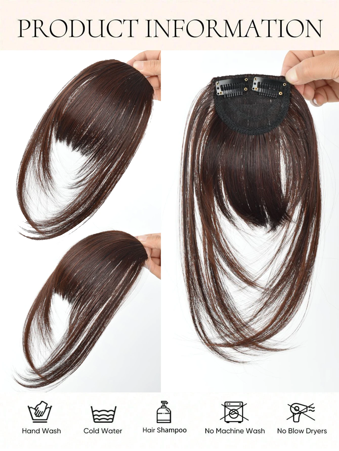 Synthetic Brown Black Clip In Fringe For Daily Wear