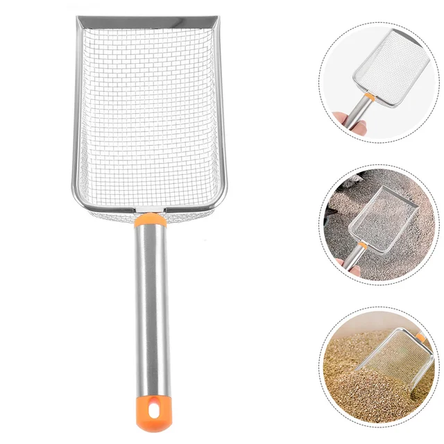 Metal Cat Litter Scoop Stainless Steel Sturdy Non-Stick Sifting Scoop for Cat Poop and Sand Pet Litter Shovel Sand Sifter