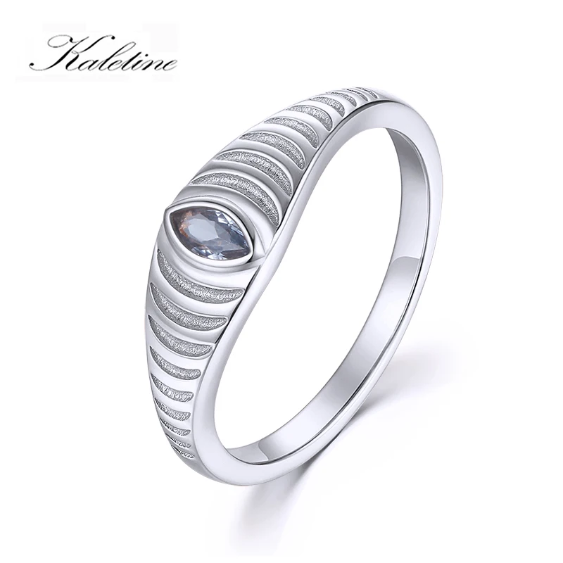 Kaletine Evil Eye Rings Screw Twist 925 Sterling Silver Ring White Zircon CZ Luxury Rock Punk Fine Anniversary Wedding Jewelry