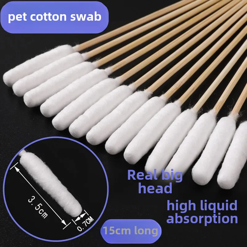 Cotton Swab Ear Cleaner For Dogs Cats Pet Cotton Stick For Ear Eye Cleaning Long Bamboo Swab