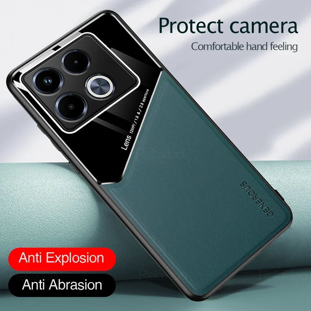 Enhanced Leather Camera Protect Phone Case with Car Magnetic Function – Shockproof and Stylish Cover
