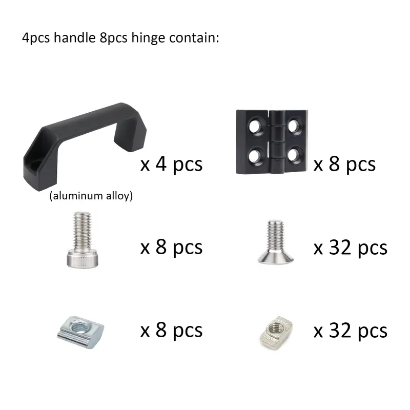 4pcs 2020 Series Extruded Pivot Hinges for 20 Series Aluminum Extrusion Profile with 90mm Aluminium Door Handles and Frame Hinge - Image 7
