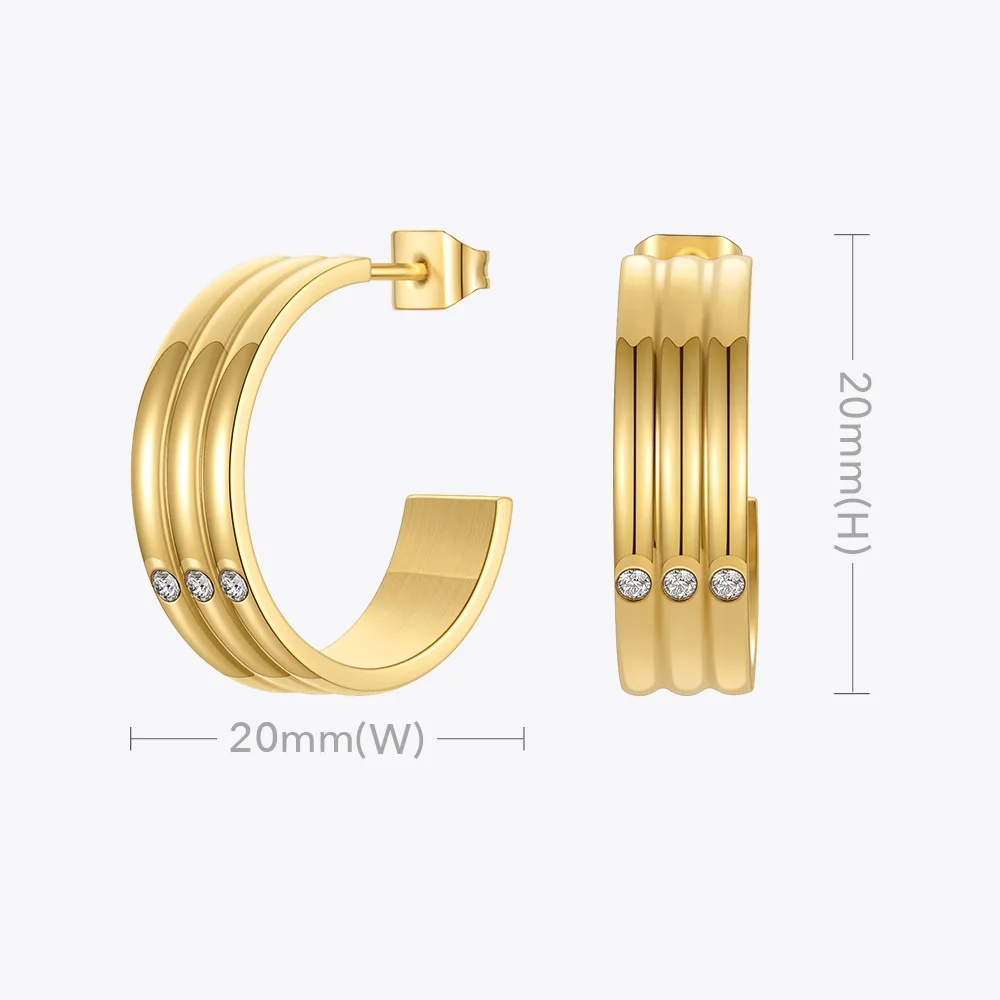 ENFASHION Stainless Steel Stripe Piercing Stud Earrings For Women Gold Color Earring Bulk Pendientes Fashion Jewelry Gifts E1258