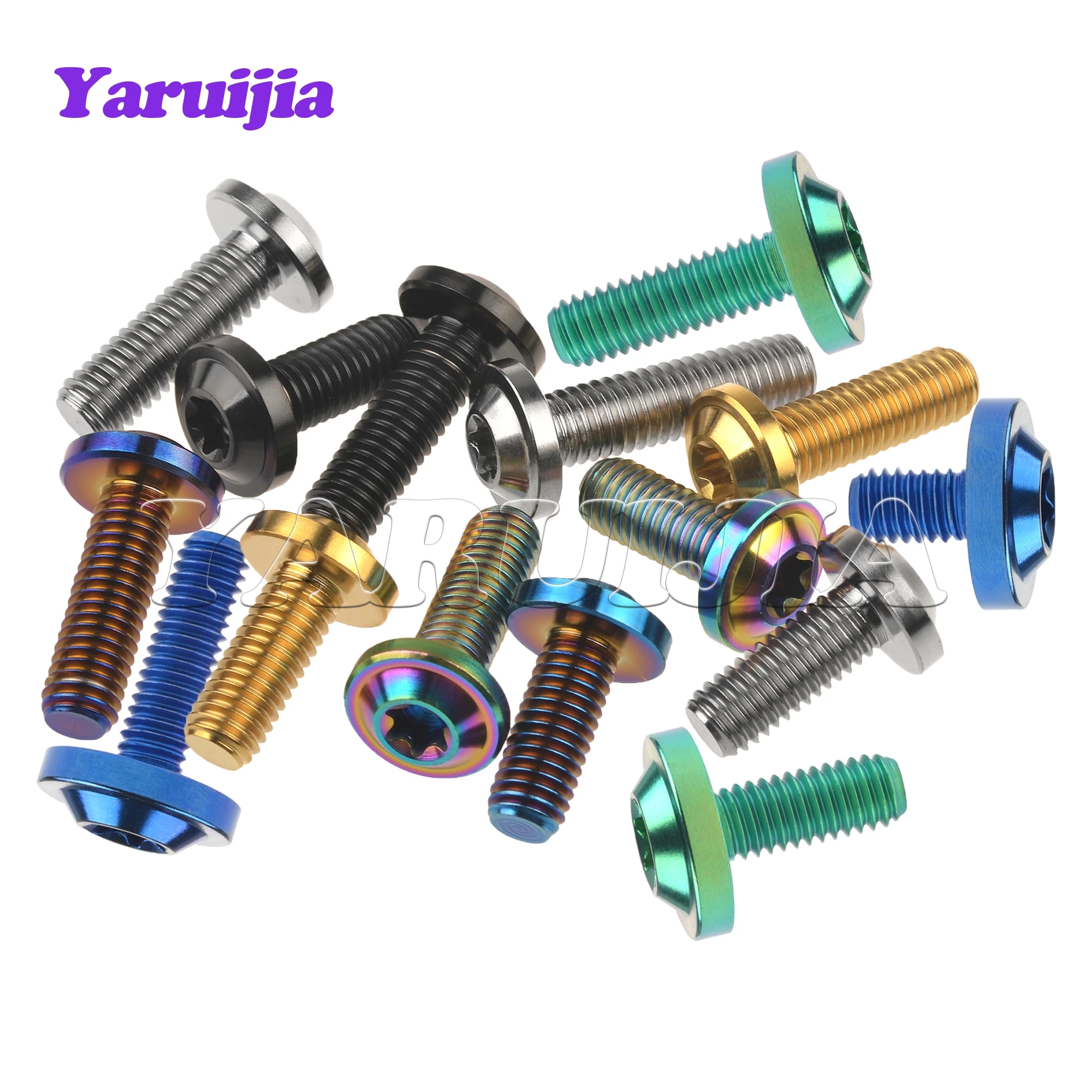 Titanium Bolts Yaruijia Titanium Bolts M5/M6/M8x10/12/15/20/25/30/35/40/50/60/70mm Torx Head Screws For Motorcycle Riding Modification Fasteners