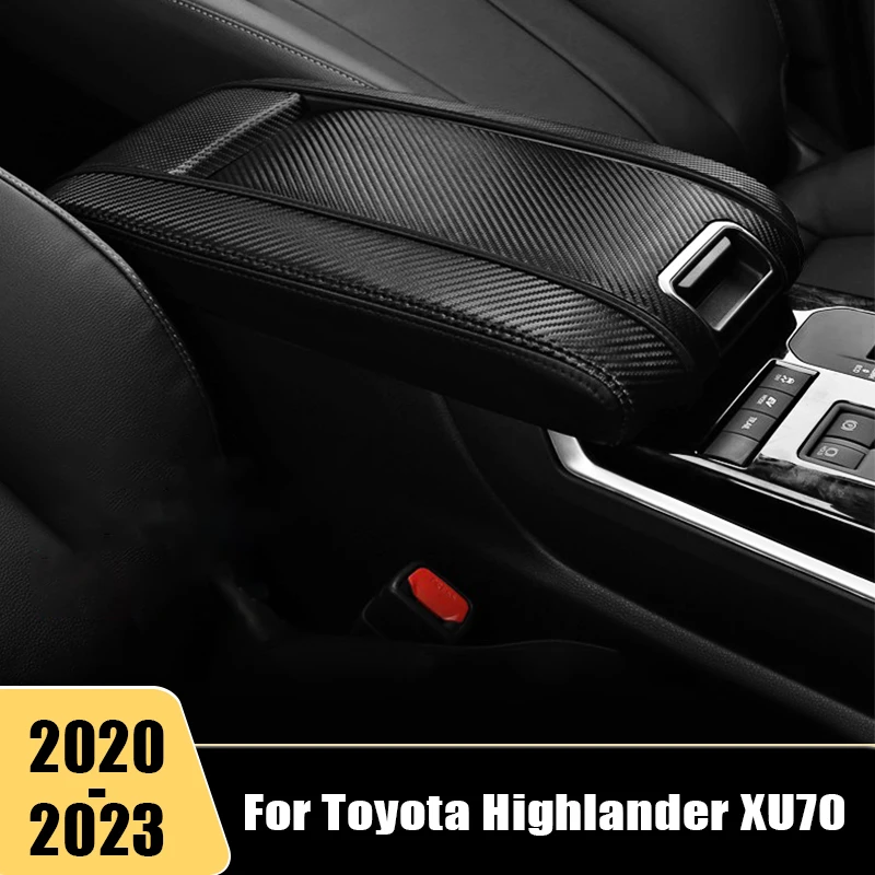 

Чехол для автомобильного центрального подлокотника Toyota Highlander Kluger XU70 2020 2021 2022 2023, защитный кожаный чехол, стикер для автомобильного стайлинга