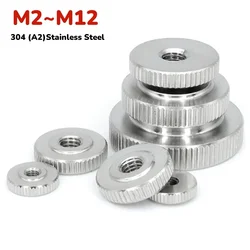 Flat Knurled 304 Stainless Steel Thin Hand - Screwed Nut - M2 (QTY 2Pcs)