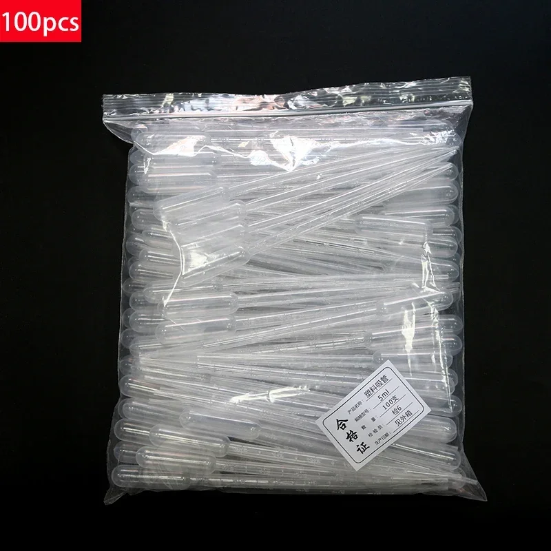 Plastic Pipette 100PCS 0.2 0.5 1 2 3 5 10mL Laboratory Pipette Plastic Disposable Graduated Container Liquid Dropper Equipment Straw