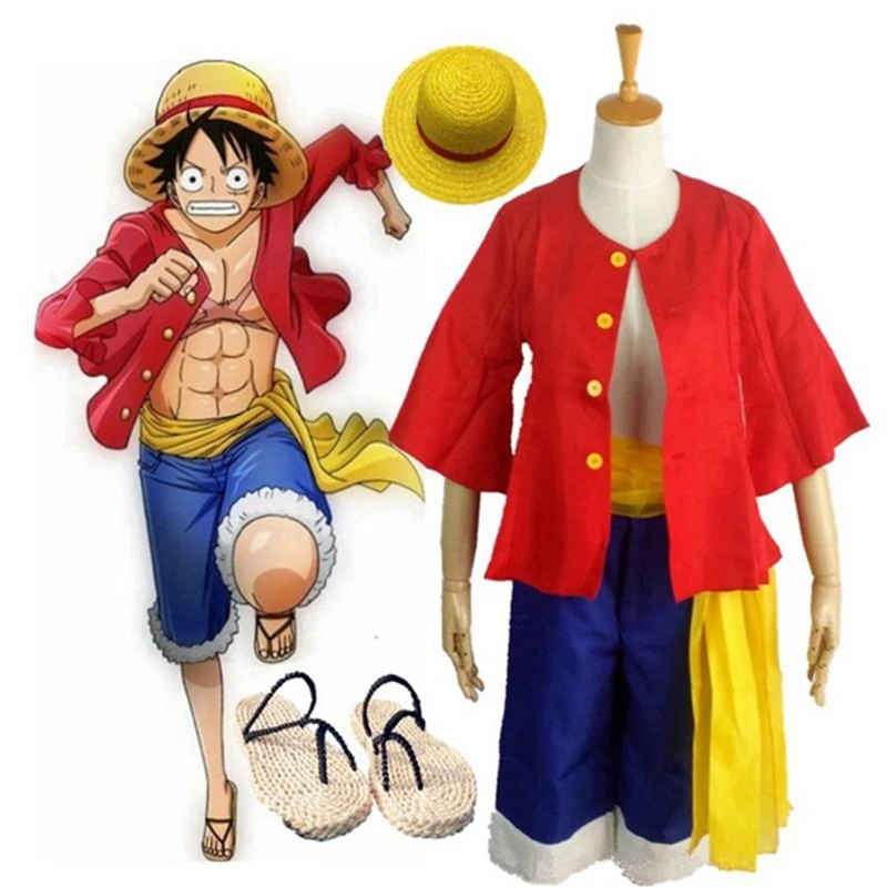 

Anime Monkey D Luffy Cosplay Costume Set Coat Shorts Belt Uniform