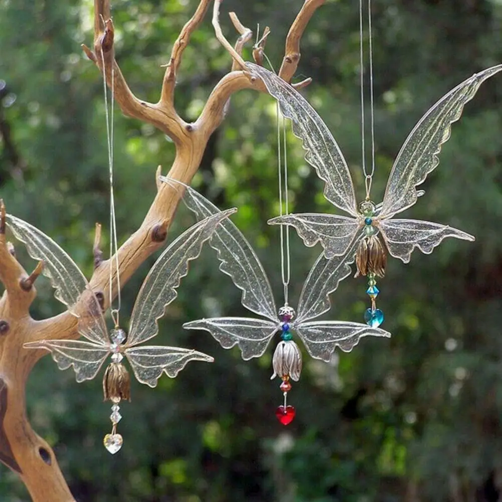 Fairy Butterfly Angel Suncatcher Creative Wind Chime Epoxy Fairy Butterfly Angel Windbell Hanging Pendant Garden