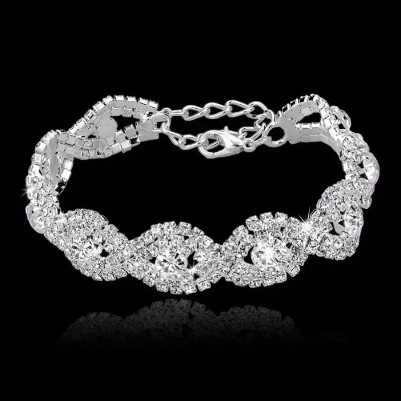 Chain Bracelet Delysia King Women Elegant Luxury Rhinestone Wrist Chain Birthday Party Gifts Silver