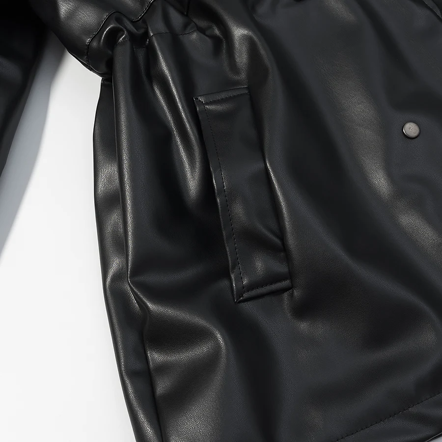 Women Casual Vintage Faux Leather Jackets Female Double Breasted Stand Collar Slim Coats Autumn Winter Lady High Street Outwear