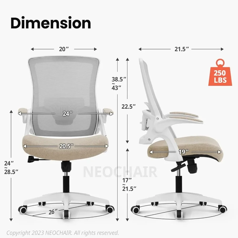 High Back Mesh Chair Adjustable Height and Ergonomic Design Home Office Computer Desk Chair 5