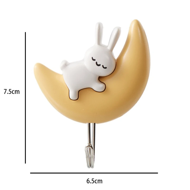 Cartoon Cute Adhesive Hooks - No-Drill, Traceless Wall and Door Key Holders (Set of 2)